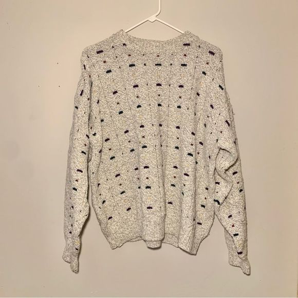 VINTAGE Made in USA Northern Reflections White/Grey Knit Sweater (Size Large) - Picture 2 of 13